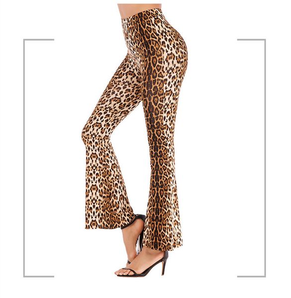 

Summer Leopard Printed Flare Pants Fashion Female Skinny Pants Holidays High Waist Capris Casual Apparel