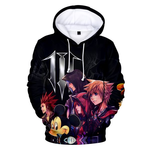 

kingdom hearts 3d hoodies sweatshirts men/women winter harajuku hoodies 3d kingdom hearts hoody sweatshirts fashion clothes, Black
