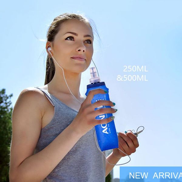 

hobbylane 250ml/500ml soft tpu foldable sports water bottle for running camping hiking bpa & pvc water bag