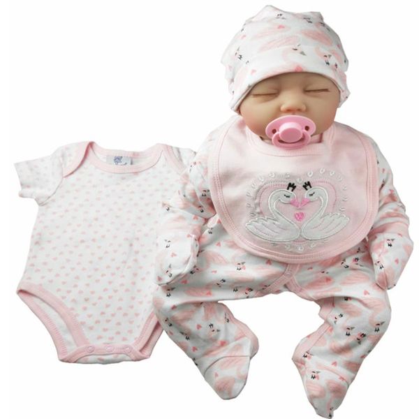

baby girl set 5pcs new born baby clothes infant 100%cotton romper set, White