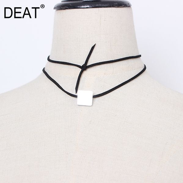 

deat] 2019 new spring summer double bandage split joint square stitch short necklace women fashion tide all-match jt79, Silver