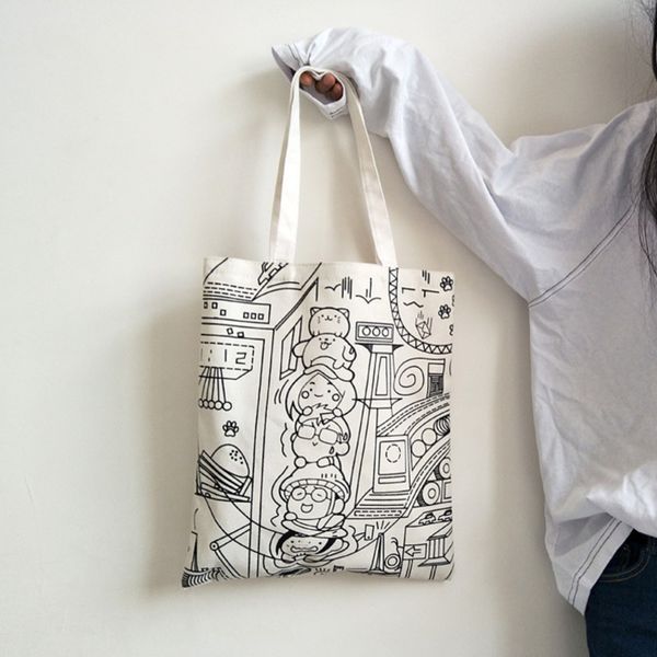 

2019 the new women canvas bags shopping eco reusable foldable shoulder bag handbag tote bag casual bags school travel folding