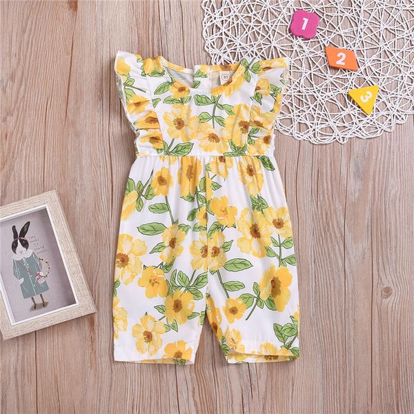

summer baby girl kids clothes 6m-3y round collar butterfly sleeve flower printed jumpsuit girl rompers kids designer clothes girls jy487, Blue