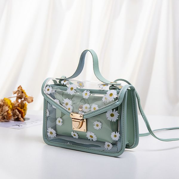 

женщины лето прозрачный crossbody сумка daisy printed цепи сумки на ремне сумки