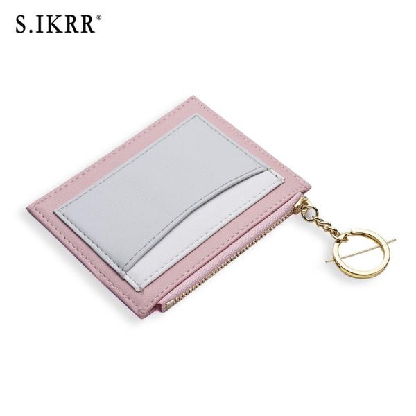 

s.ikrr slim women small wallet and purse girls short leather holders zipper wallets ladies coin purses patchwork bag, Red;black