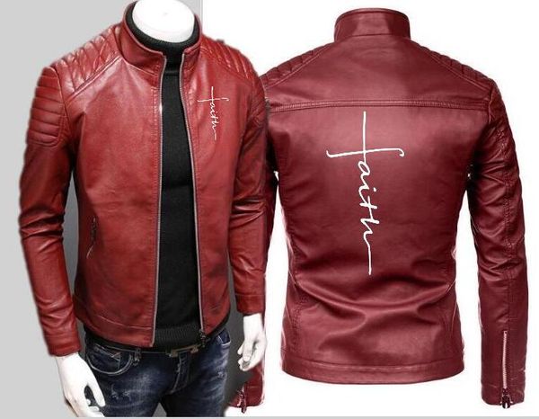 

new fashion men's pu leather faith leather men's fitness fashion sports jacket casual jacket, Black