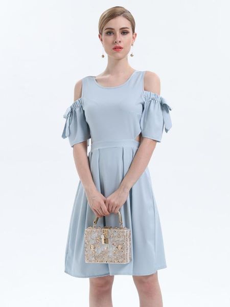 

2020 summer new women's off-shoulder short-sleeved dresses mid dress women, Black;gray