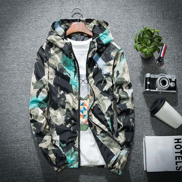 

men bomber jacket thin slim long sleeve camouflage jackets hooded 2020 windbreaker zipper outwear army brand clothing, Black;brown