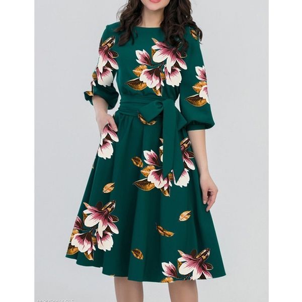 

2019 spring o-neck long maternity dresses for pregnant women clothes flowers print pregnancy dress gravidas maternity clothing y190522, White