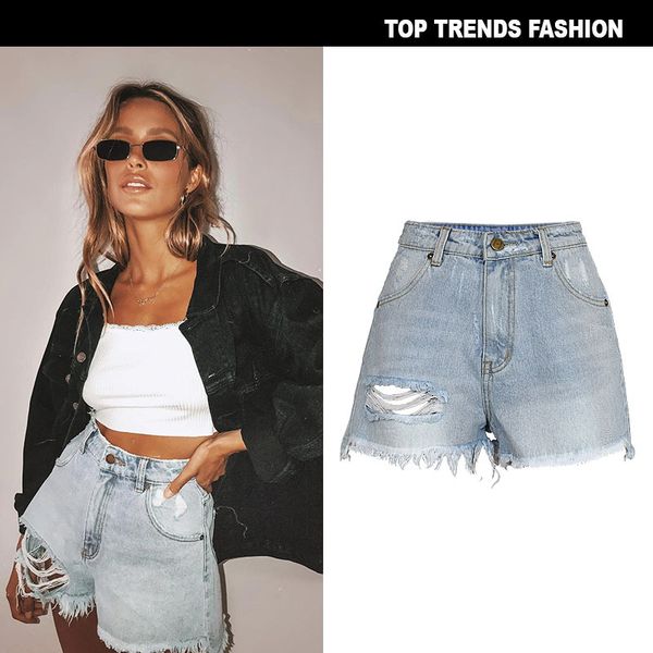 

euramerican female tall waist bull-puncher pants thin shorts appeal long leg street mix build, Blue
