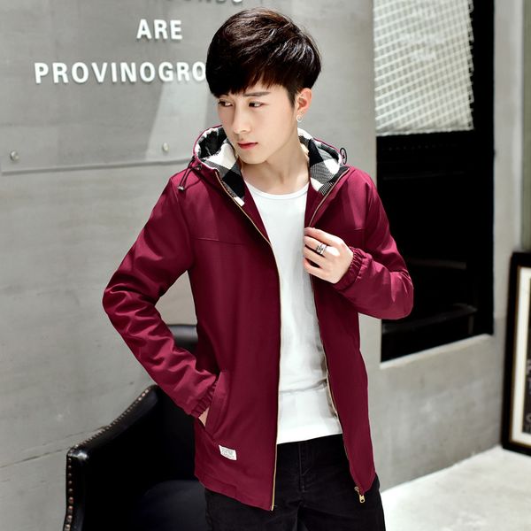 

осень нового стиль мужчина куртка с капюшоном вскользь куртка young's solid color корейского стиль men мужских пальто, Black;brown