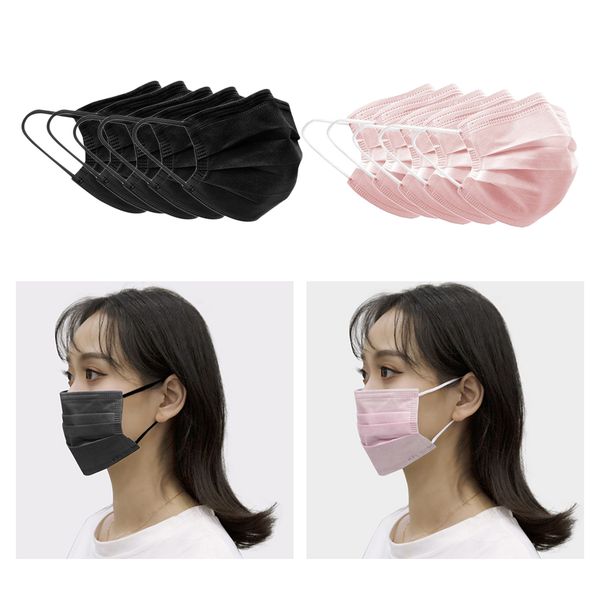 

10pcs disposable face mask 3 layers 5pcs pink + 5pcs black