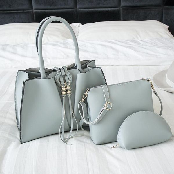 

composite bag 3 piece women handbags shipping bag big shoulder bags pure color travel bag