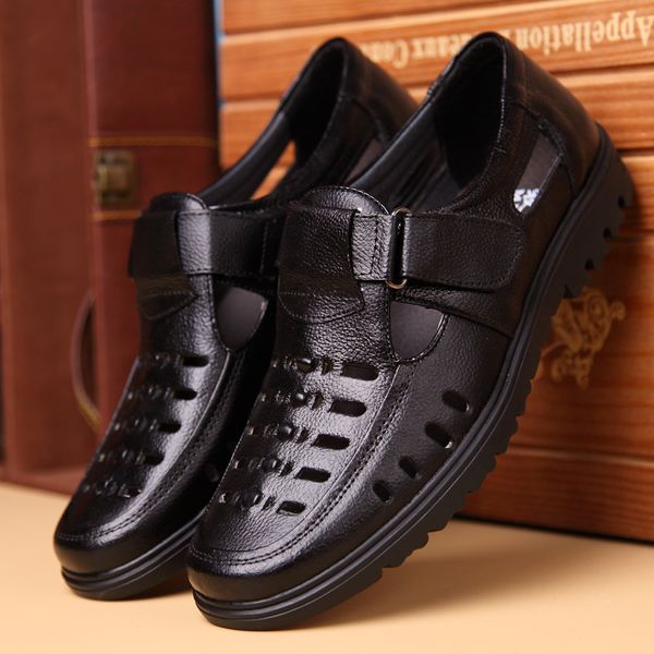 

men shoes summer shoes sandals new arrival fashion leather dd004, Black