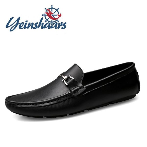 

formal men shoes leather loafers men business lightweight elegant genuine leather lofer driving walking shoes zapatos de barco, Black