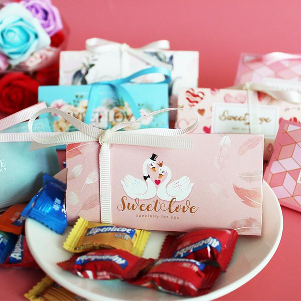 

triangle candy boxes with ribbon wedding favors party paper gift box chocolate box