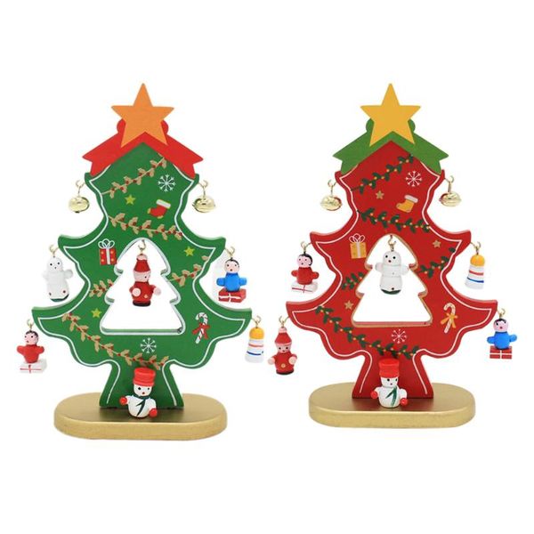 

деревянные елки домашнее украшение стол xmas tree снеговика орнамент