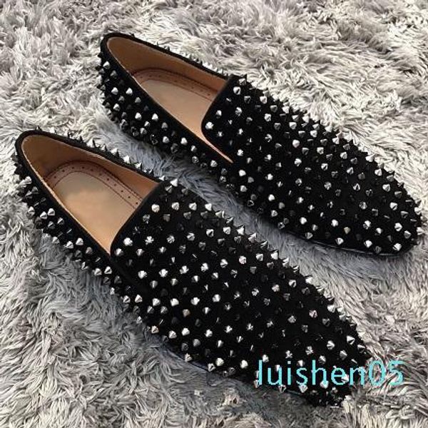 

brand red bottom loafers luxurious party wedding shoes designer black patent leather suede spikes studded dress casual for men shoes al05