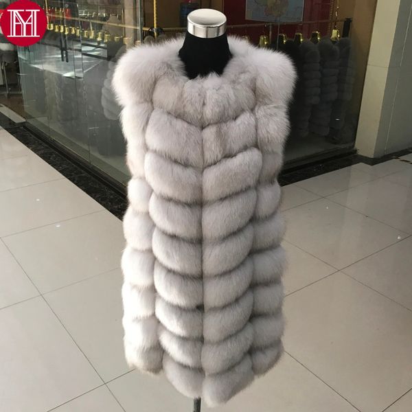 

2017 100% real natural fur gilet women winter long style real fur vest sleeveless coat wholesale and retail