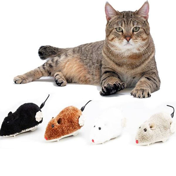 

tease cat toy plush clockwork spring mouse can run, not need battery, color random
