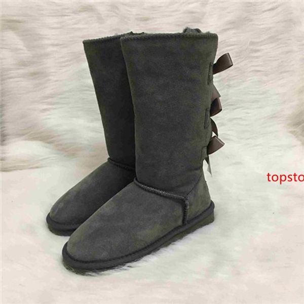 

designer boots australian style women snow boots 3-bow back waterproof 100% cow suede leather knee-high winter boots brand ivg