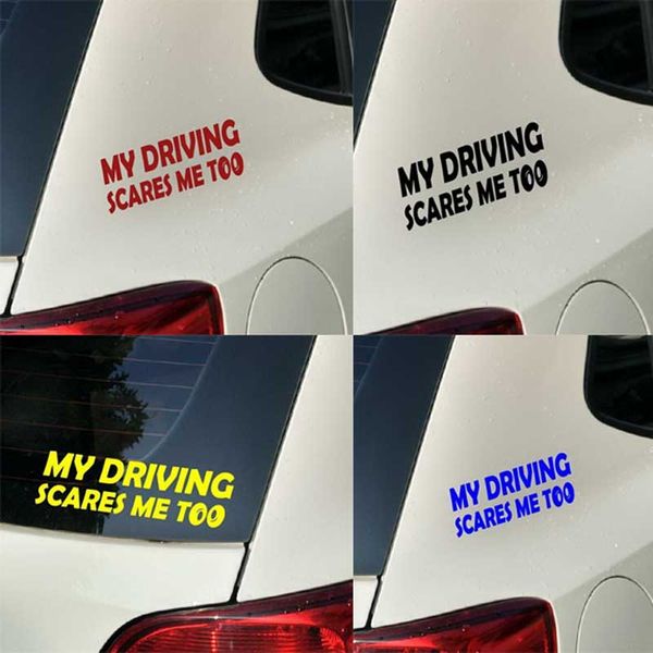 

reflective rear safety warning stickers my driving scares me too decals