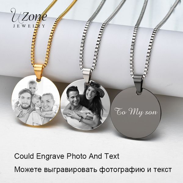 

uzone gold black silver customized necklace stainless steel id tag laser engraved name&p necklace personalized jewelry