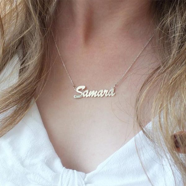 

lateefah 4 color stainless steel jewelry personalized custom necklaces custom font name necklace specialized women accessories, Silver