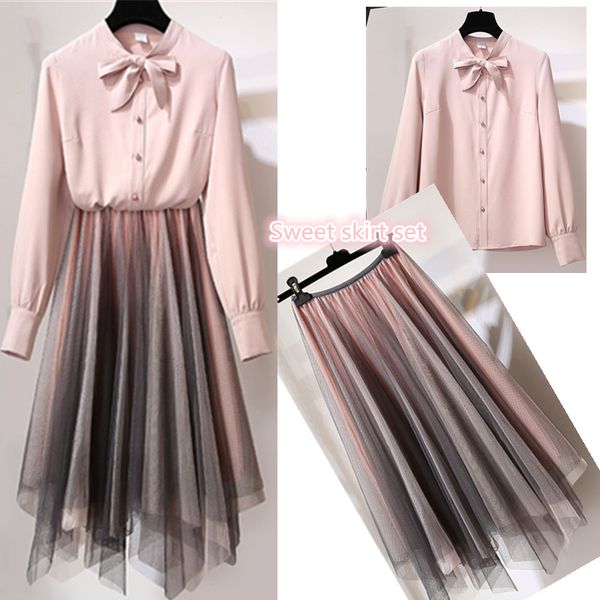 

women's skirt suit two-piece spring and summer fashion shirt skirt, White