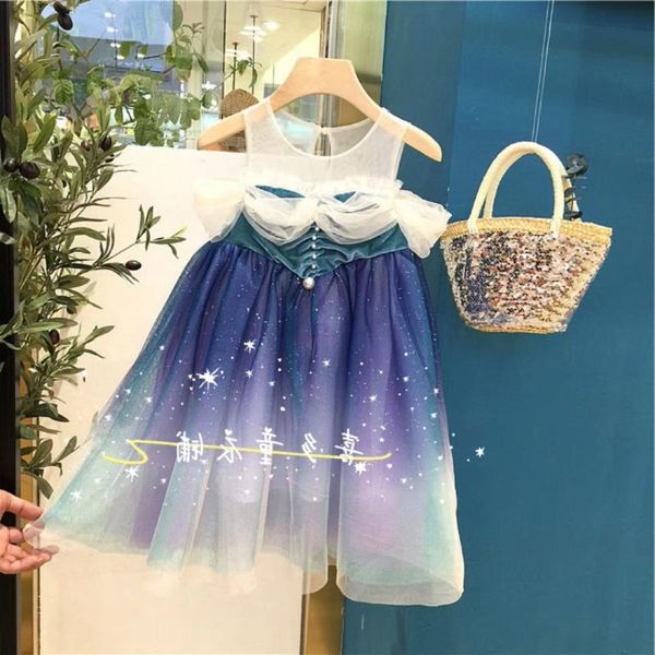 

off shoulder girl summer princess dresses for birthday party 2020 kides clothes girls mesh tutu dress children dress, Red;yellow