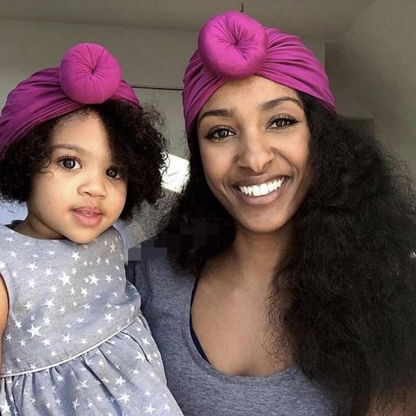 

hair accessories yuxic mommy and baby matching turban solid color soft cotton born hats women caps mom me hat, Slivery;white