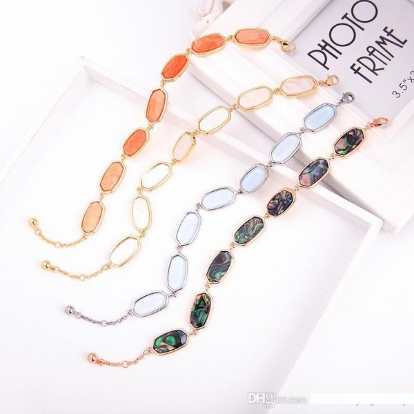 

fashion trendy kendra style oval abalone shell stone crackled millie bracelets for women oval stone ks bracelets, Golden;silver