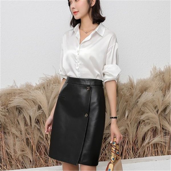 

2020 new fashion real genuine sheep leather skirt g29, Black