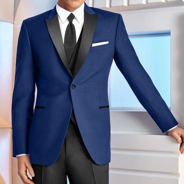 

popular one button groomsmen peak lapel groom tuxedos men suits wedding/prom man blazer ( jacket+pants+vest+tie) 308, Black;gray