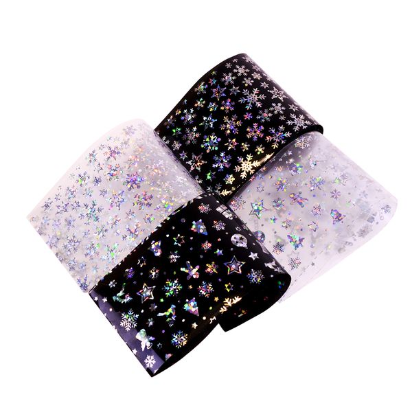 

100x4cm nail art foils transfer sticker snowflake design christmas decals shining manicure gifts winter sticker decor bexk94-97, Black
