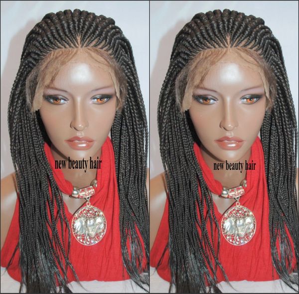 180density Handmade Lace Frontal Cornrow Wig Africa American Women Style Box Braid Wig Crochet Braids Lace Front Wig With Baby Hair