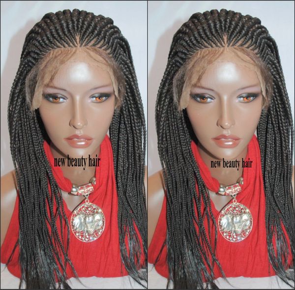 180densität handgefertigte Spitze Frontal Cornrow Perücke Africa American Women Style Box Braid Perücke Häkelbemerken Zöpfen Spitzen -Front -Perücke mit Baby Haar