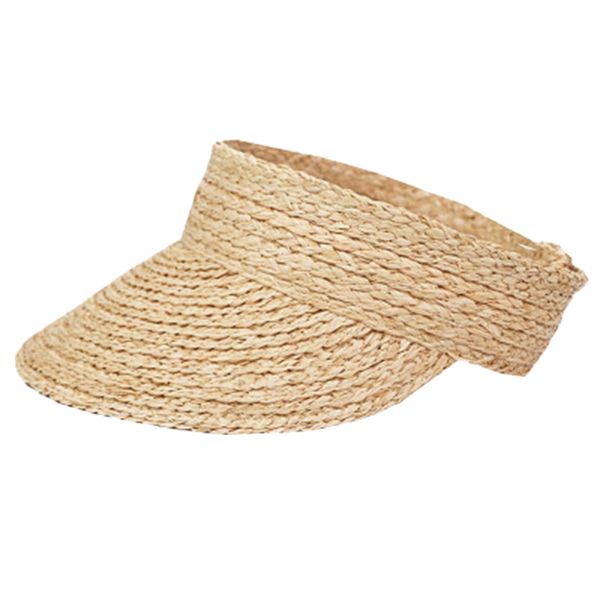 

ladies anti-uv roll up sun visor hat women straw raffia sun visor caps, Blue;gray