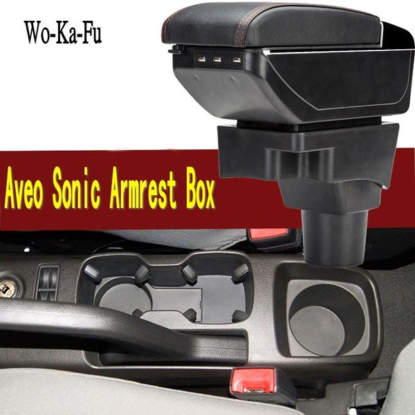 

for aveo sonic armrest box central store content storage box with cup holder ashtray usb interface 2004-2016