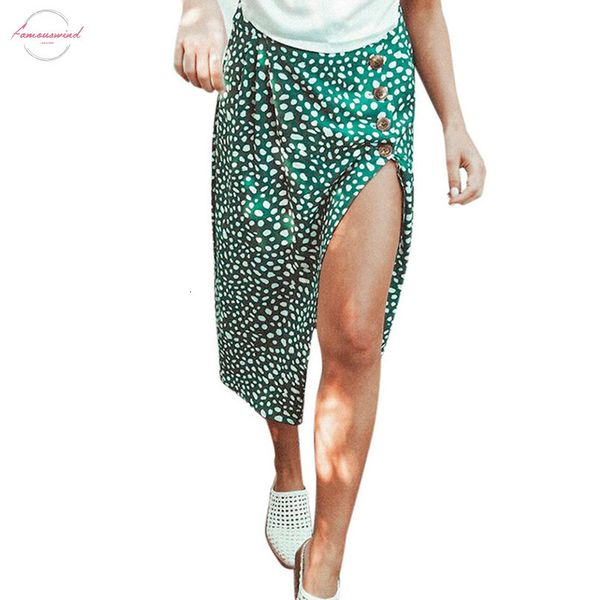 

high waist split mini skirts women button green leopard print casual chic summer skirt high fashion boho skirt cjh, Black