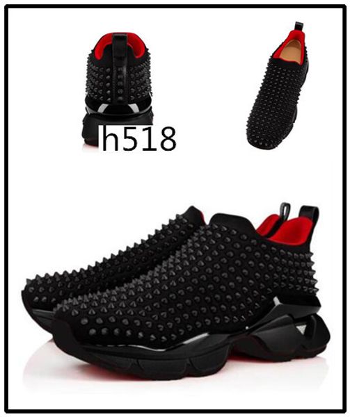 

designer mens red bottoms shoes womens rivet spiky junior spikes red sole 4, Black