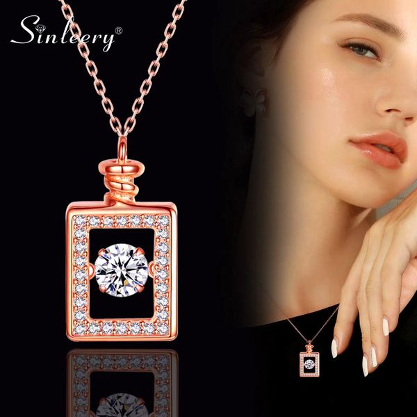 

sinleery полый флакон духов колье ожерелье розовое золото серебро цвет цепи крошечный кристалл ожерелье подруга подарки xl744 ssb, Silver