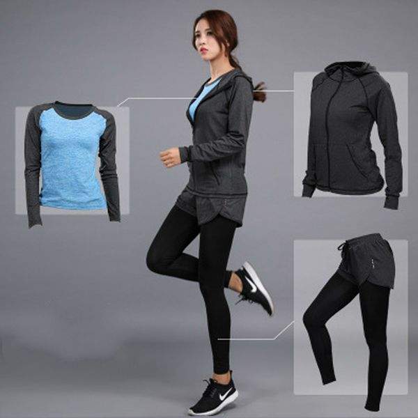 

ick women yoga set gym fitness clothes tennis shirt+pants running tight jogging workout yoga leggings sport suit plus size, White;red