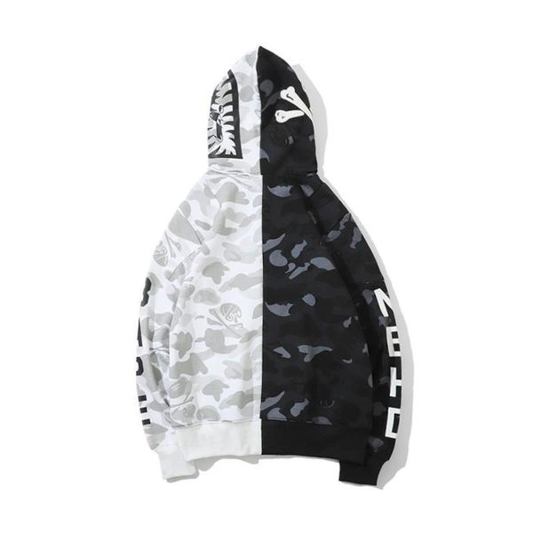 

designer mens hoodie aape fashion brand hoodies shark head print pullover black white contrast sweater men women sweatershirt
