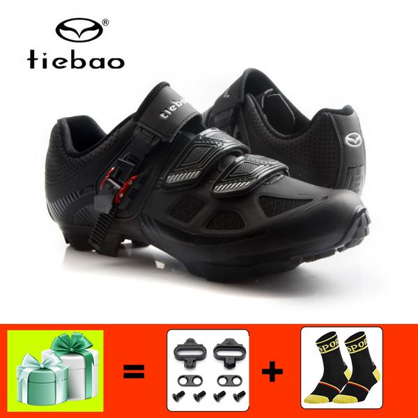 

tiebao sapatilha ciclismo mtb cycling shoes men mountain bike sneakers self-locking breathable bicycle superstar riding shoes, Black