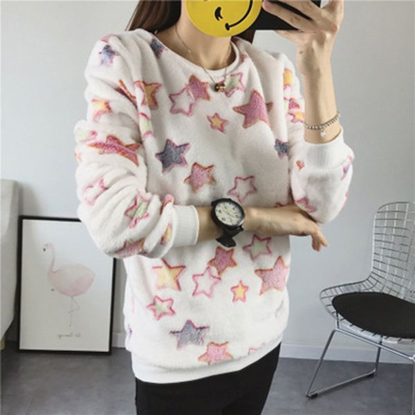 

new fashion print fleece sweatshirt 2019 harajuku women hoodies autumn kawaii pullovers female hooded, Black