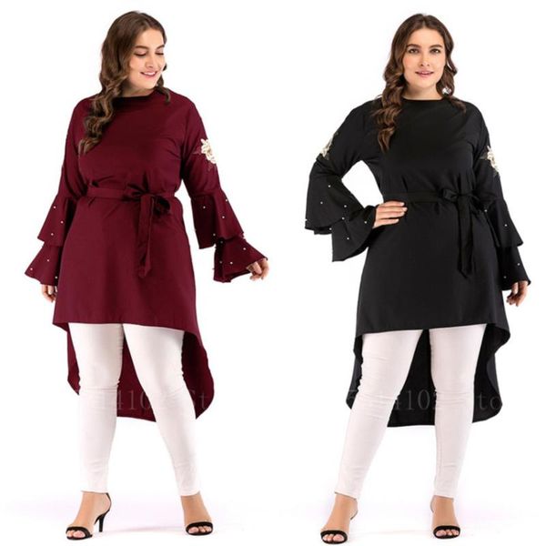 

2020 women islamic clothing dresses maxi embroidery muslim abaya tuxedo turkish dubai kaftan clothes for lady female dubai robes, Red