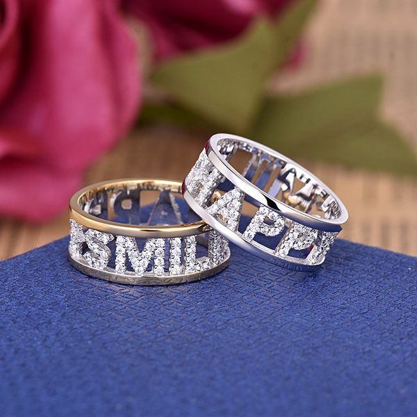 

zircon hollow letter ring for men and women european and american personality trend simple ring jewelry zk40, Silver
