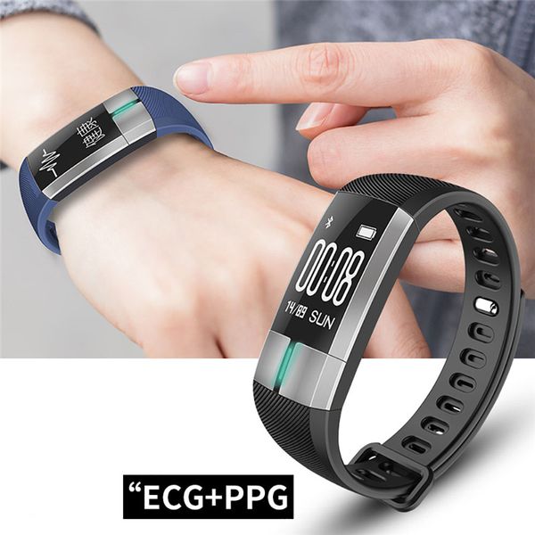 

smart watch ppg +ecg heart rate monitor 2019 new smart wristbands blood pressure sleep monitor fitness bracelet pedometer, Slivery;brown