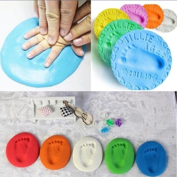 

baby care air drying soft clay baby handprint footprint imprint kit casting parent-child hand ink pad fingerprint
